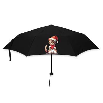 Katze Katzen Kätzchen Nikolaus Santa Xmas - Regenschirm (klein) - Schwarz - Vorne