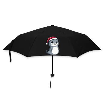 Robbe Tier Weihnachten Niedlich - Regenschirm (klein) - Schwarz - Vorne