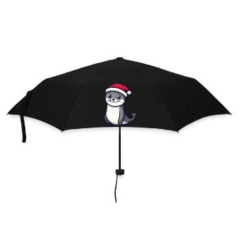 Robbe Tier Weihnachten - Regenschirm (klein) - Schwarz - Vorne