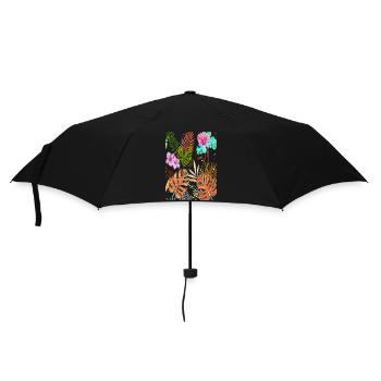 Motif tropical Monstera exotique avec des fleurs - Parapluie standard - noir - Devant