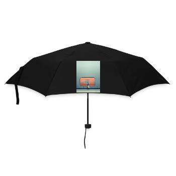 Woman Standing at Subway Wall - Umbrella (small) - black - Front
