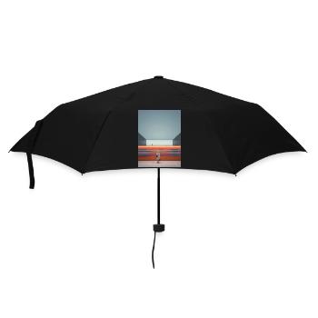 Woman in Striped Dress Waiting - Umbrella (small) - black - Front