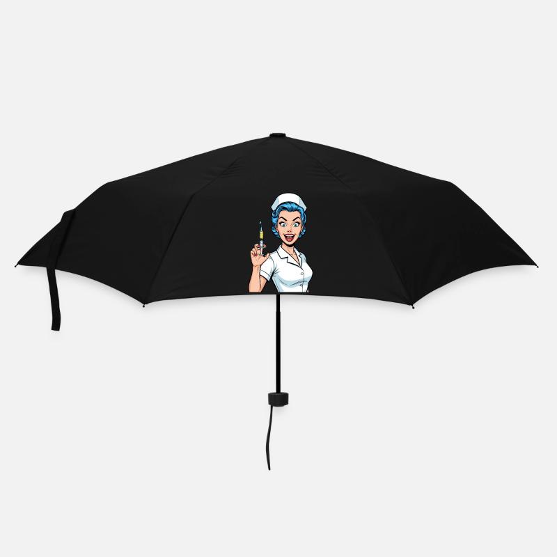 Verrückte Krankenschwester Comic Pop Art Spritze - Regenschirm (klein) - Schwarz