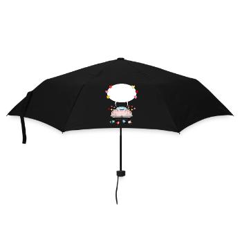 Voiture de mariage avec bulle de dialogue en rose - Parapluie standard - noir - Devant