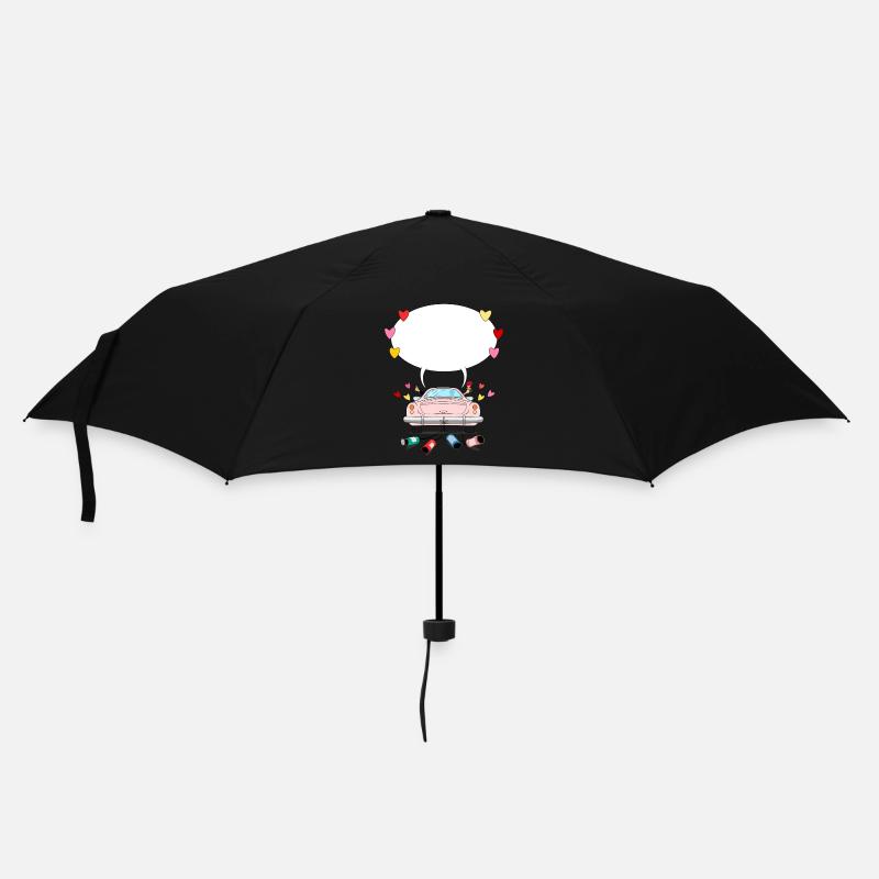 Hochzeitsauto mit Sprechblase in Rosa - Regenschirm (klein) - Schwarz