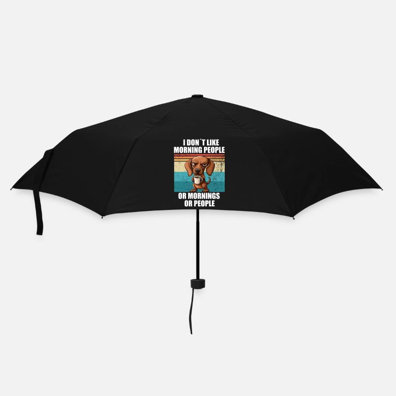 Teckel avec du café Je n’aime pas les gens du matin - Parapluie standard - noir