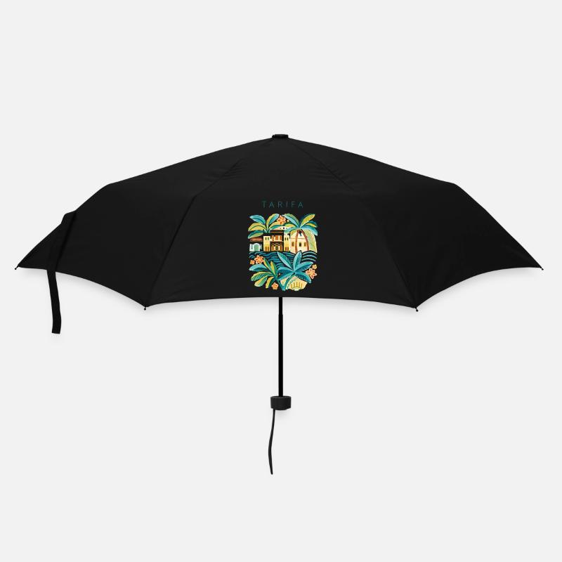 Côte de palmiers de Tarifa et maisons colorées - Parapluie standard - noir