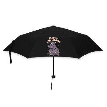 Hippopotames du Zoo de Noël d’Afrique Joyeux Noël - Parapluie standard - noir - Devant
