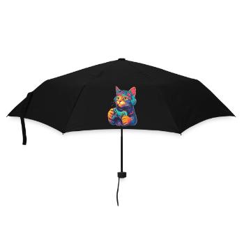 Joueur de chat drôle - Parapluie standard - noir - Devant