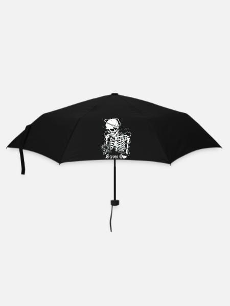 Squelette avec chaîne et fleur - Parapluie standard - noir