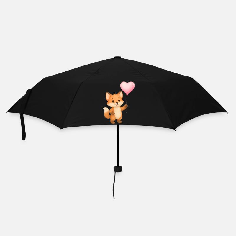 Herzballon Fuchs - Regenschirm (klein) - Schwarz