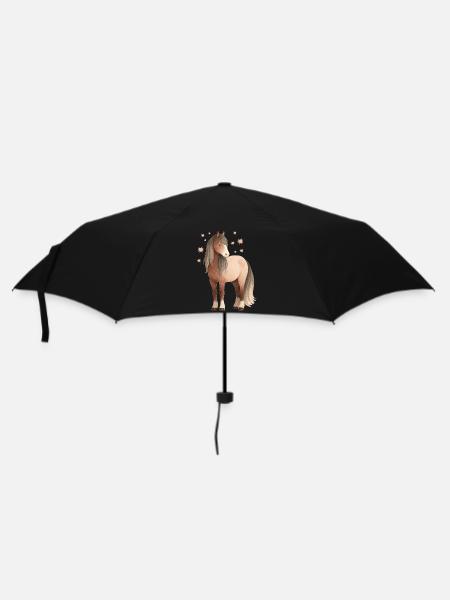 Pferd Sterne - Regenschirm (klein) - Schwarz