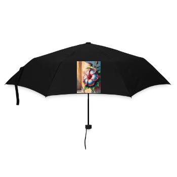 Hibiscus Gradient Bloom Wall - Haitian Flag Day  - Umbrella (small) - black - Front