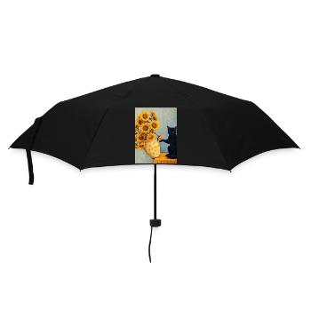 Sunflowers and Black Cat Art Parody - Umbrella (small) - black - Front