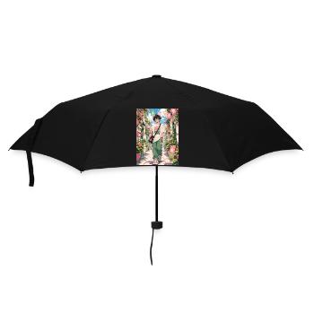 Frühlingsspaziergang durch die Blumengasse - Regenschirm (klein) - Schwarz - Vorne