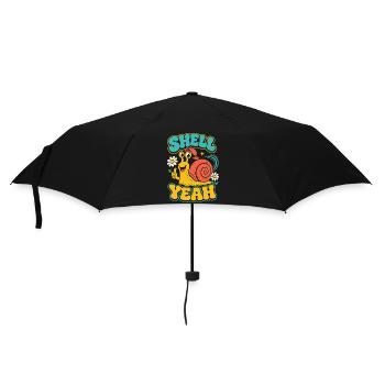Shell Yeah – Coole Schnecke mit Cap - Regenschirm (klein) - Schwarz - Vorne