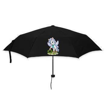 Flügelpony Blumenkranz - Regenschirm (klein) - Schwarz - Vorne