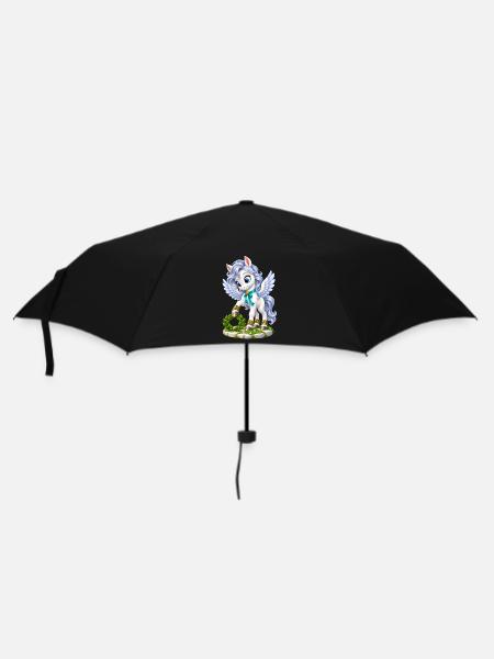 Flügelpony Blumenkranz - Regenschirm (klein) - Schwarz