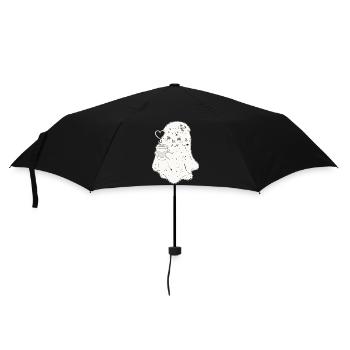 Kuscheliger Geist mit Kaffeebecher - Regenschirm (klein) - Schwarz - Vorne