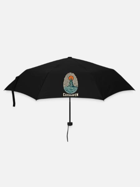 Cuxhaven Küstenfingerabdruck - Regenschirm (klein) - Schwarz