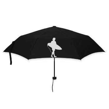 Surfer Silhouette am Surfbrett - Regenschirm (klein) - Schwarz - Vorne