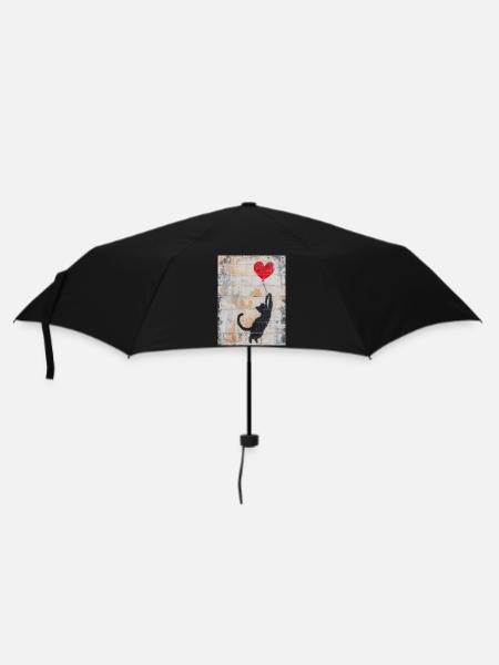 Banksy Cat - Regenschirm (klein) - Schwarz
