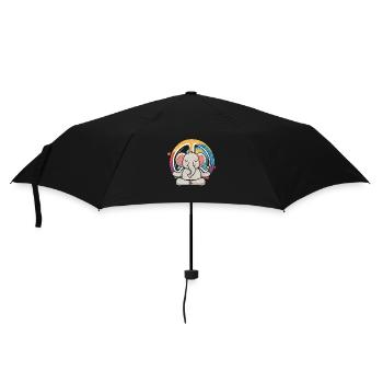 Hippie Elephant Peace Sign Yoga Cool Elephant Fun - Umbrella (small) - black - Front