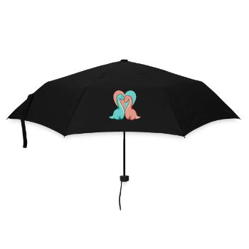 Cute Dino Couple, Dinosaur Love, Long Neck - Umbrella (small) - black - Front
