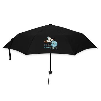 Little boy on the way with stork - Umbrella (small) - black - Front