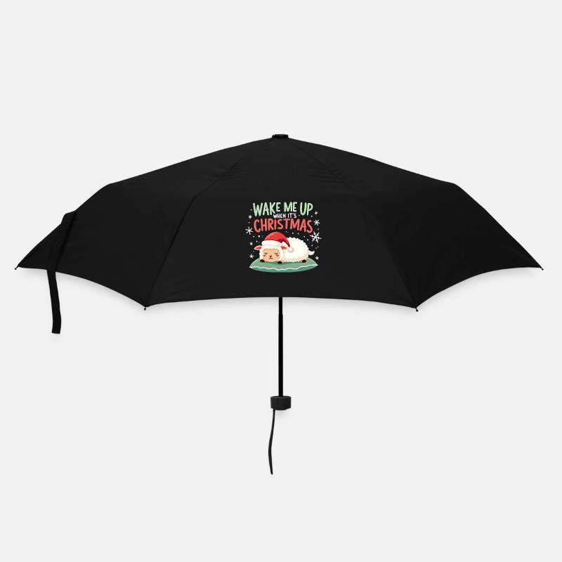 Réveille-moi quand c’est Noël - doux moutons - Parapluie standard - noir