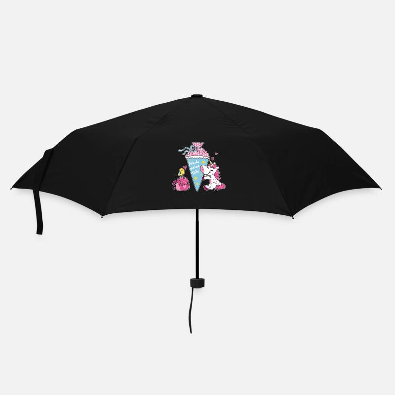 Einschulung Einhorn. Ach du meine Tüte! - Regenschirm (klein) - Schwarz