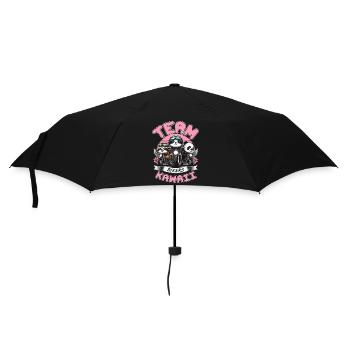 TEAM KAWAII-BIKER: PANDA, WASCHBÄR UND FAULTIER - Regenschirm (klein) - Schwarz - Vorne