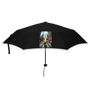 Funny Cow Selfie on a City Street - Umbrella (small) - black - Front