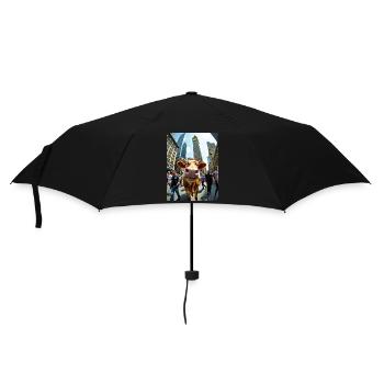 Lustige Kuh Selfie in einer belebten Stadt - Regenschirm (klein) - Schwarz - Vorne