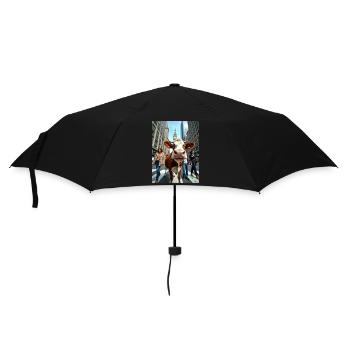 Lustige Kuh Selfie in einer belebten Stadt - Regenschirm (klein) - Schwarz - Vorne