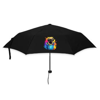 Mops Niedlicher Hund Farbeimer - Regenschirm (klein) - Schwarz - Vorne