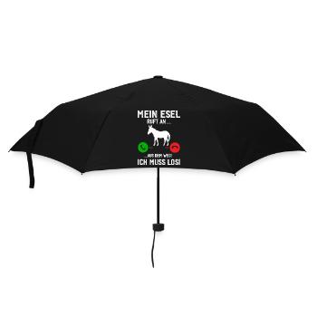 Mein Esel ruft an, ich muss los! - Regenschirm (klein) - Schwarz - Vorne