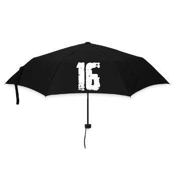 16 Zahl Vintage - Regenschirm (klein) - Schwarz - Vorne