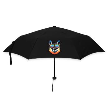 Akita Hund Kopf Porträt Cool - Regenschirm (klein) - Schwarz - Vorne