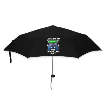 LEVELAUFSTEIGEN, ABER NUR IM ECHTEN LEBEN - Regenschirm (klein) - Schwarz - Vorne