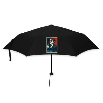 Fille rétro pop art – Affiche de déclaration NOPE - Parapluie standard - noir - Devant