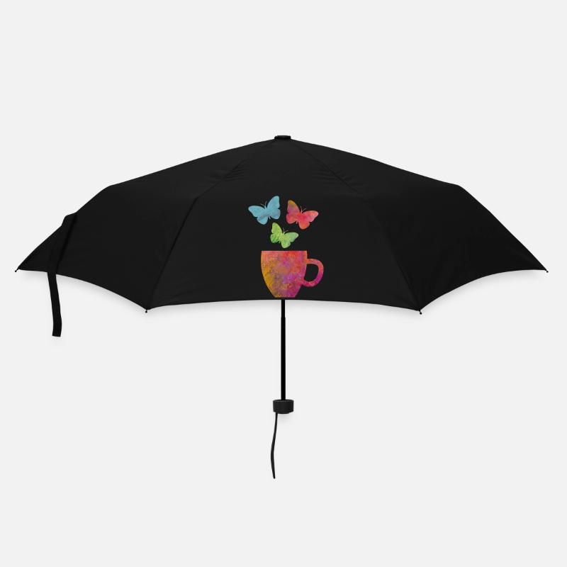 I love coffee and butterfly - Umbrella (small) - black