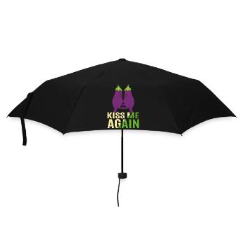 Küss Pe noch einmal. Süße Aubergine - Regenschirm (klein) - Schwarz - Vorne