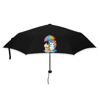 Einhorn-Träume - Regenbogenfarben zum Verlieben - Regenschirm (klein) - Schwarz - Vorne