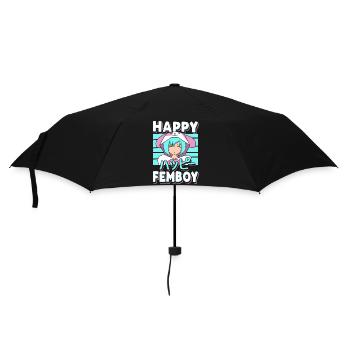 Happy Femboy - Regenschirm (klein) - Schwarz - Vorne
