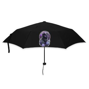 chat noir - felin chaton - Parapluie standard - noir - Devant