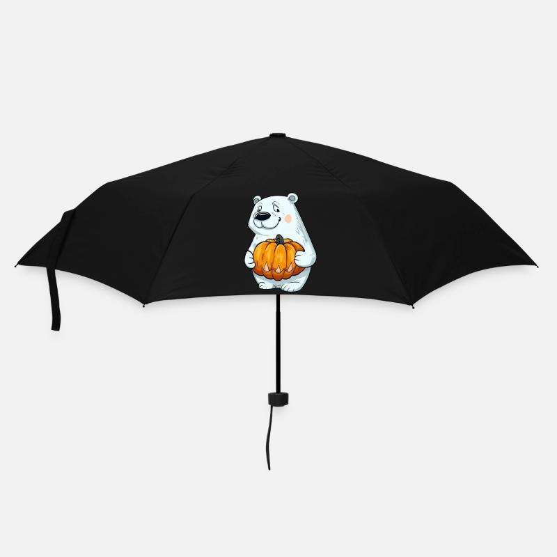 Halloween-Eisbär: Kürbis-Comic-Spaß - Regenschirm (klein) - Schwarz