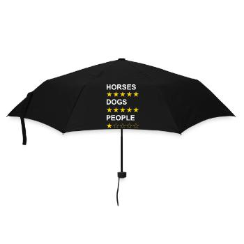 Horses Dogs People white - Umbrella (small) - black - Front