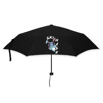 Skihase - Skifahren - Winterurlaub in den Bergen - Regenschirm (klein) - Schwarz - Vorne