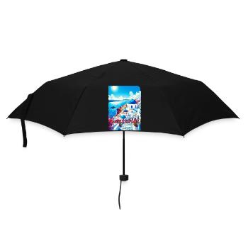 Greece souvenir travel vacation Santorini - Umbrella (small) - black - Front
